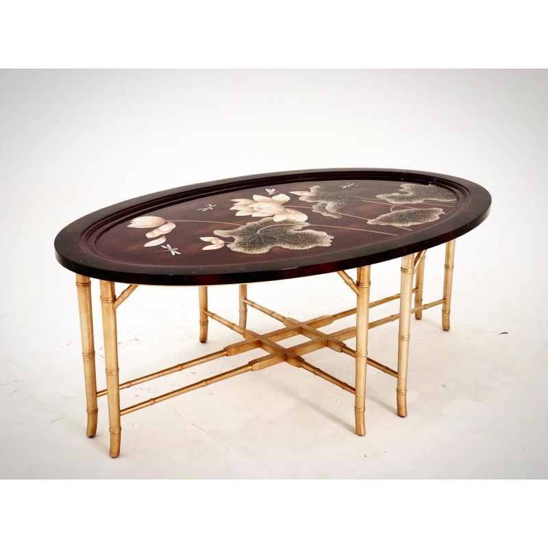 Bàn sofa sơn mài chạm tre