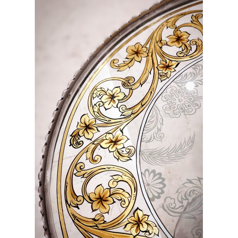 Bàn góc nhôm vẽ hoa