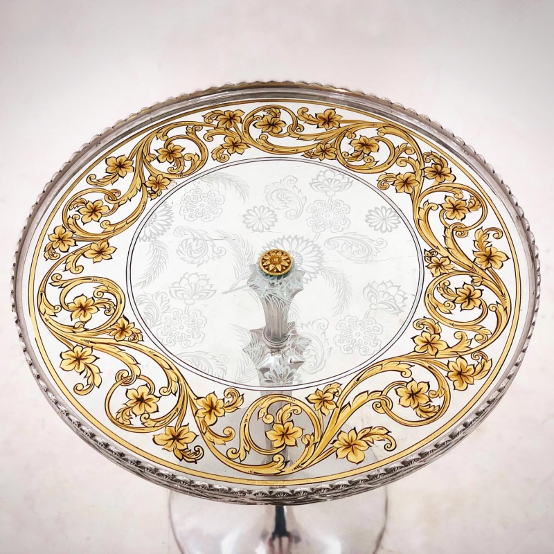 Bàn góc nhôm vẽ hoa