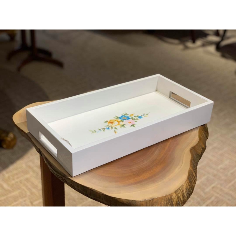 Khay sơn mài vẽ hoa