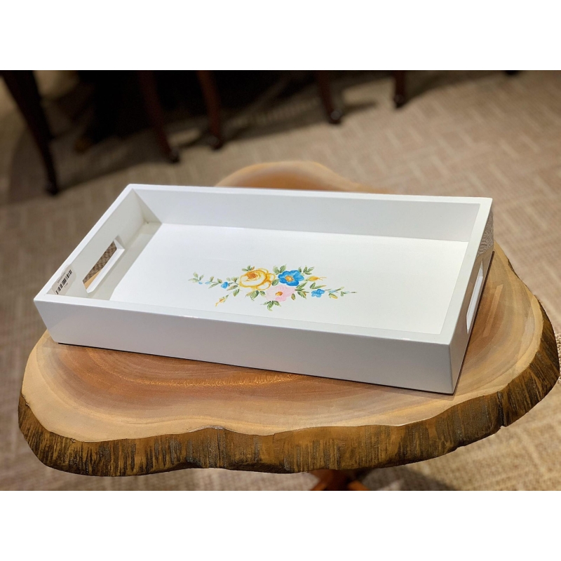 Khay sơn mài vẽ hoa