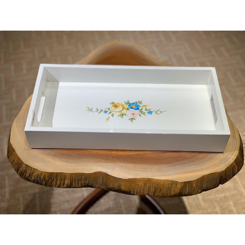 Khay sơn mài vẽ hoa