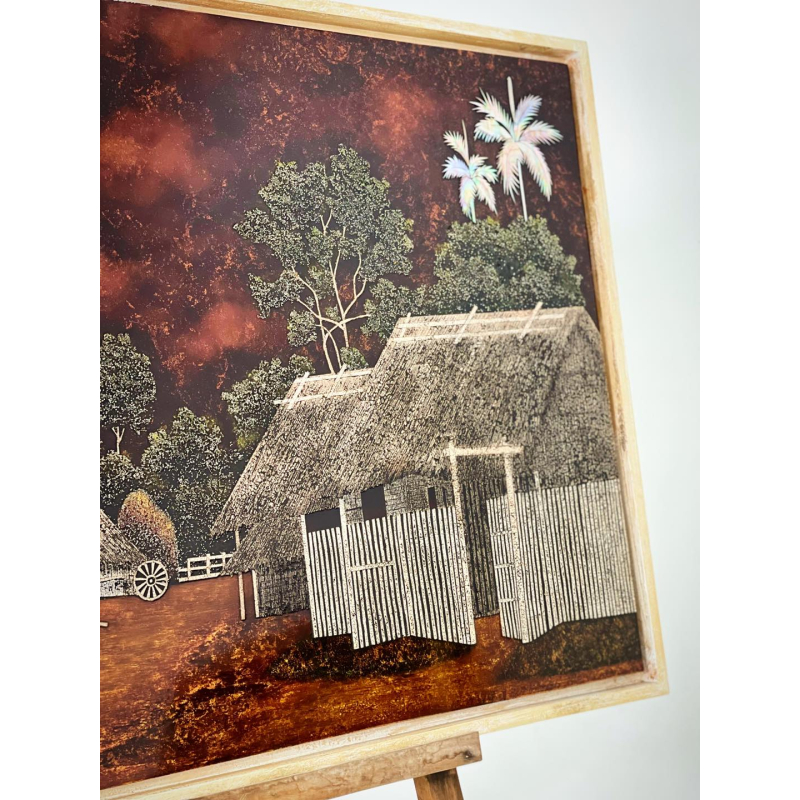 Tranh sơn mài cảnh đồng quê