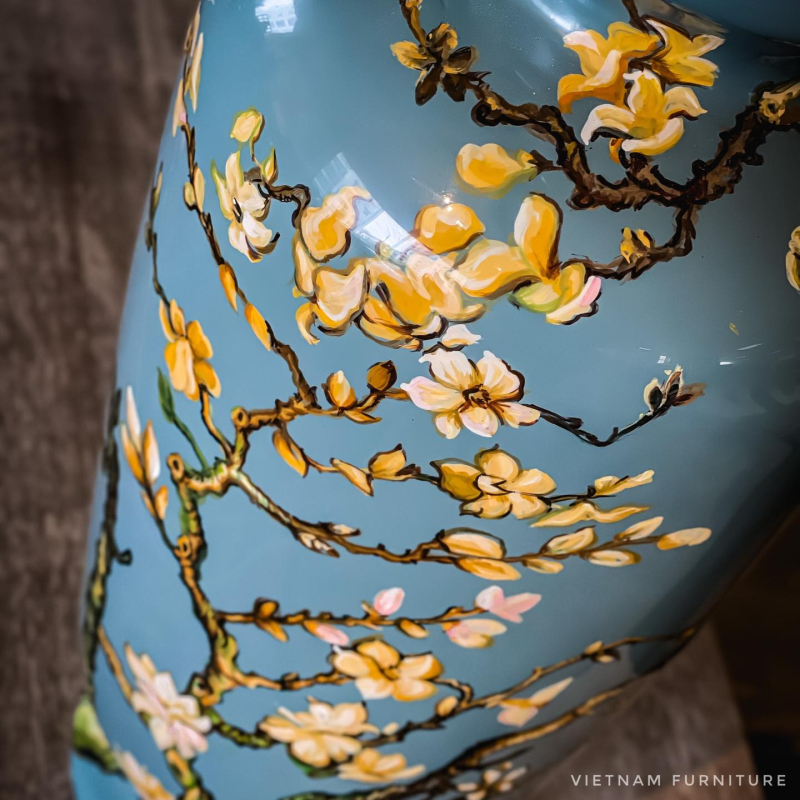 Bình Gốm Sơn Mài Xanh