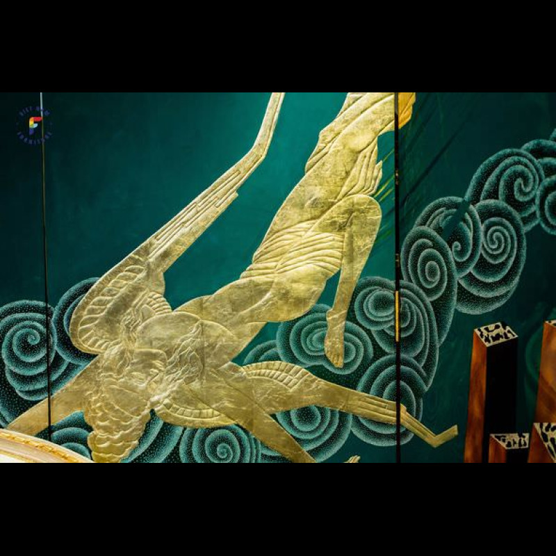 Bộ 2 bức bình phong sơn mài cẩn trứng 