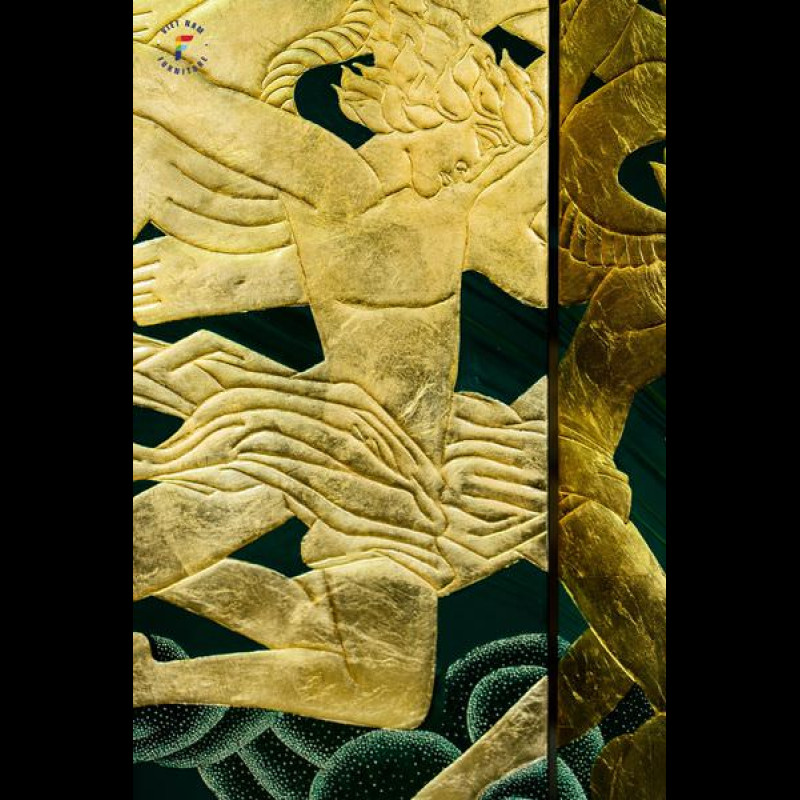 Bộ 2 bức bình phong sơn mài cẩn trứng 