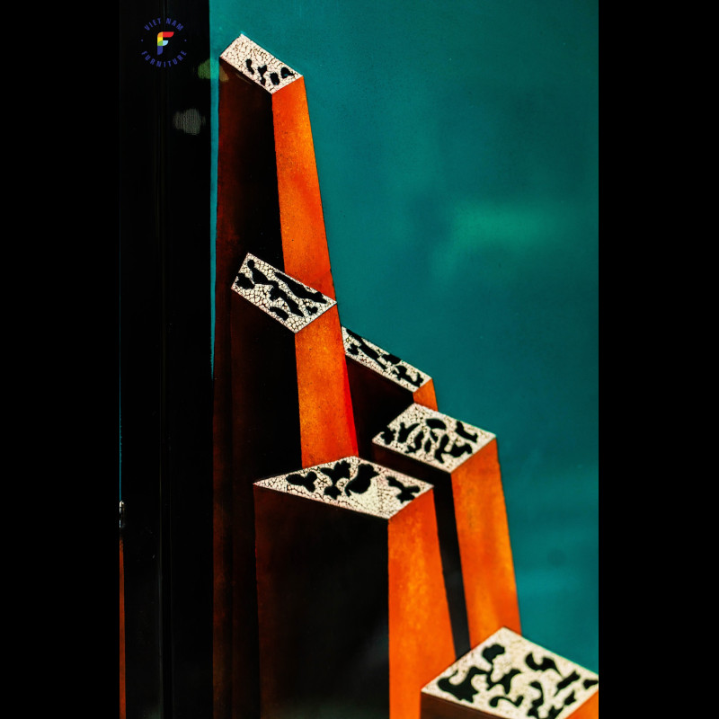 Bộ 2 bức bình phong sơn mài cẩn trứng 