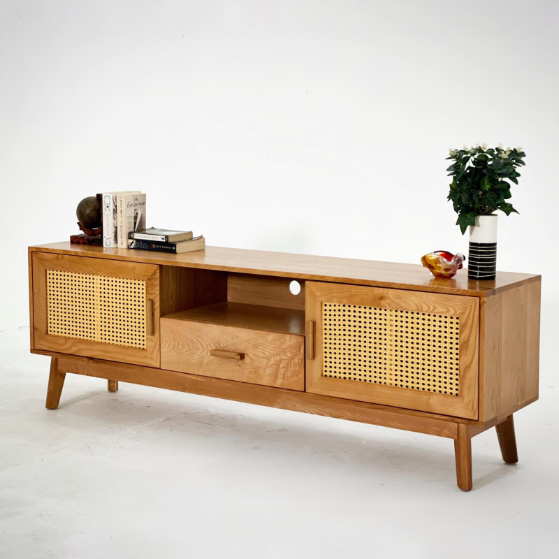 KỆ MÂY 2 CÁNH GỖ SỒI 