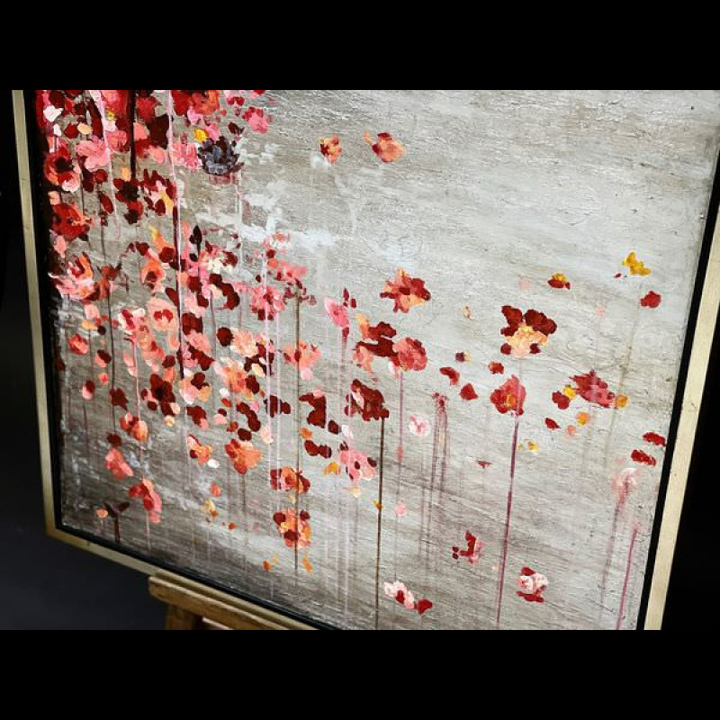 Tranh hoa nền bạc 