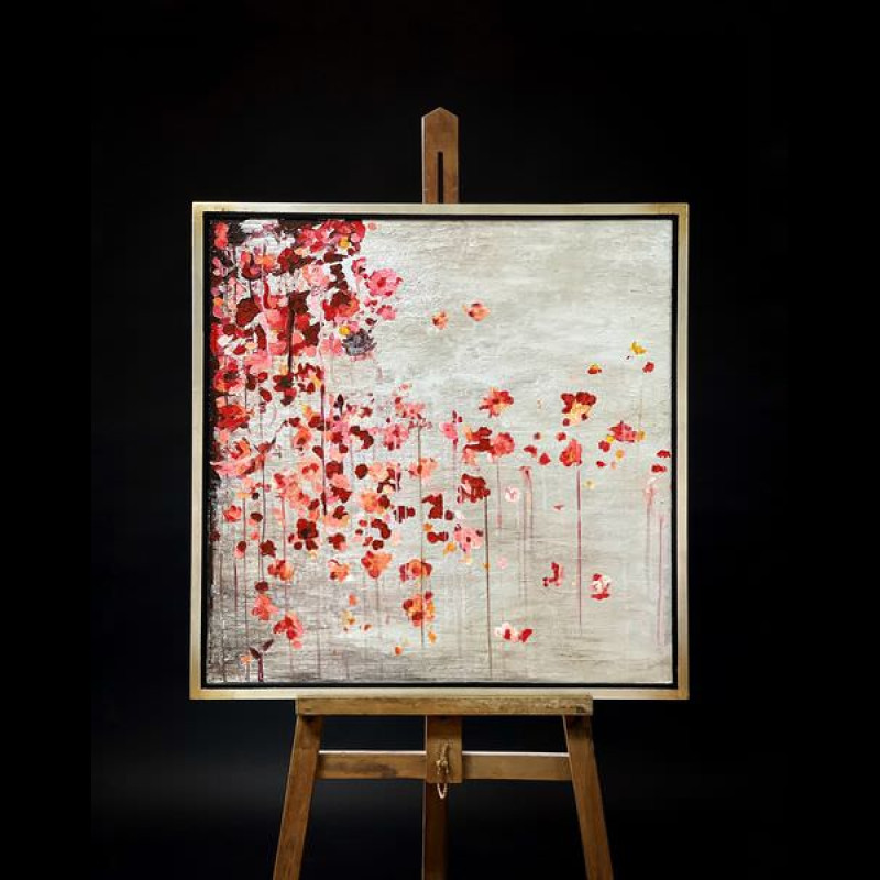 Tranh hoa nền bạc 