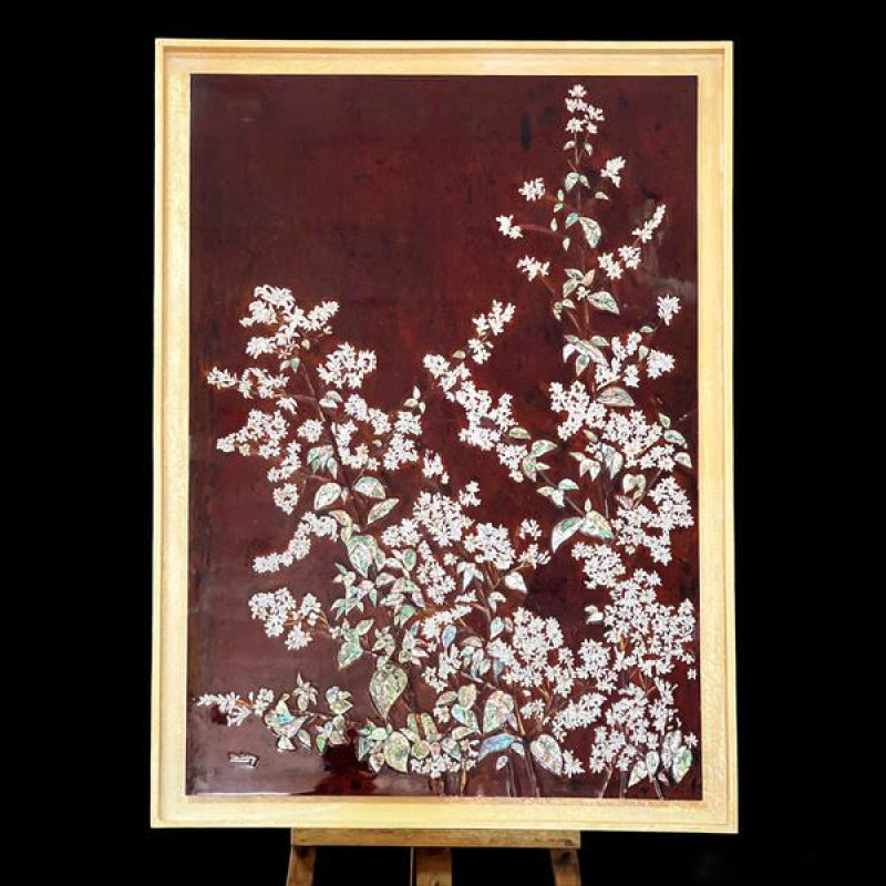 Tranh sơn mài hoa mận 