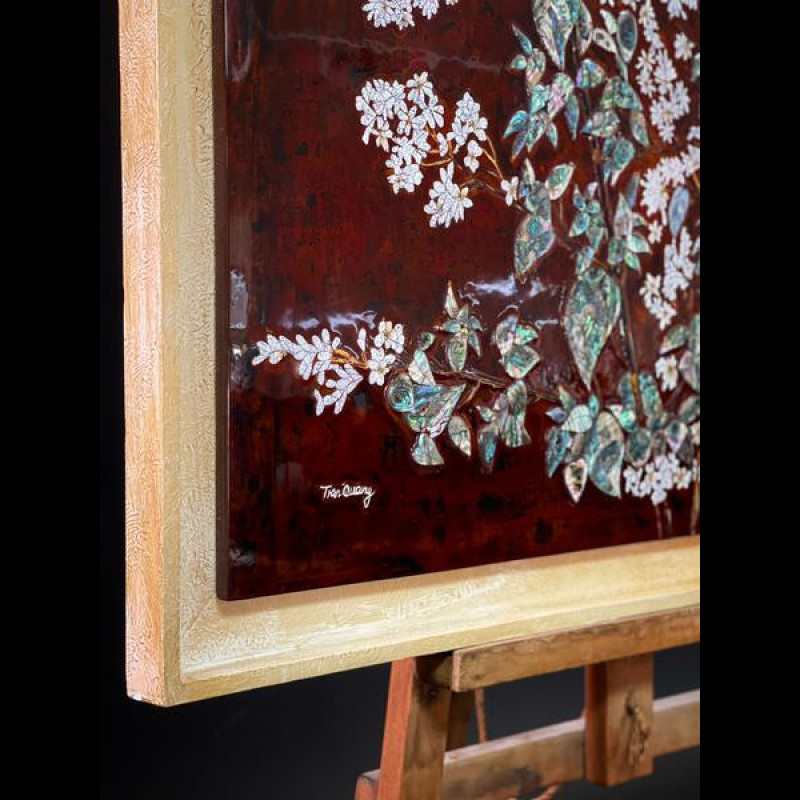 Tranh sơn mài hoa mận 