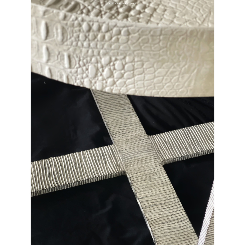 Bàn góc tròn J.R vân da cá sấu