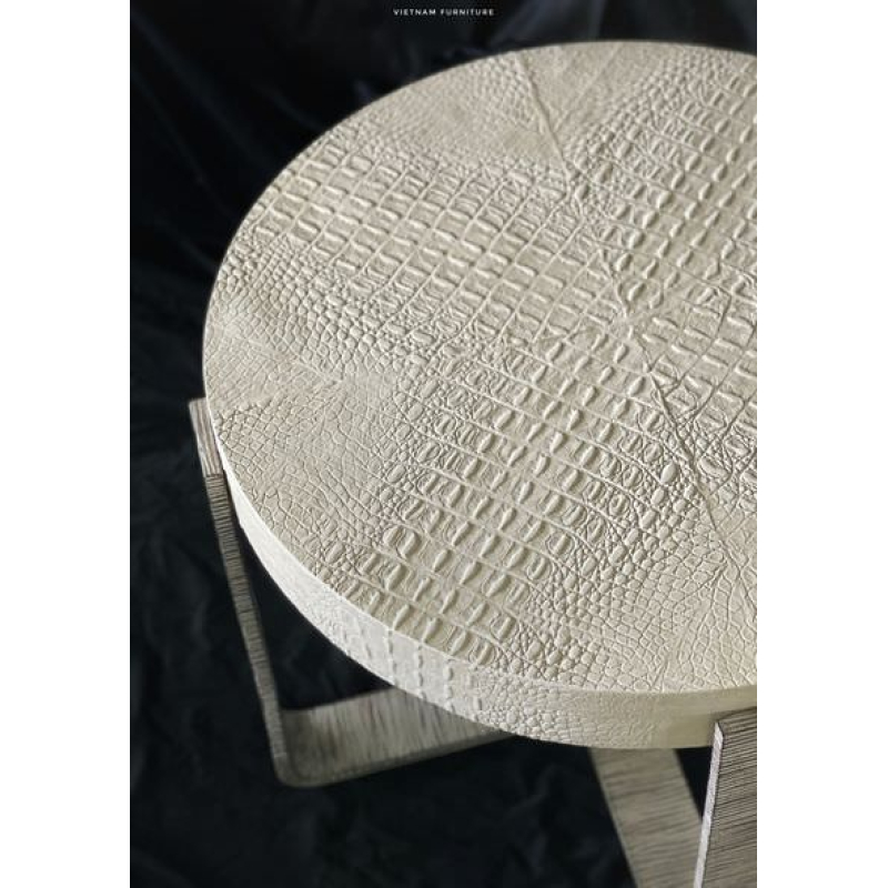 Bàn góc tròn J.R vân da cá sấu