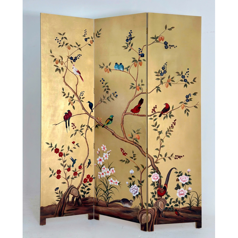 Bộ bình phong SM 3 tấm nền vàng 