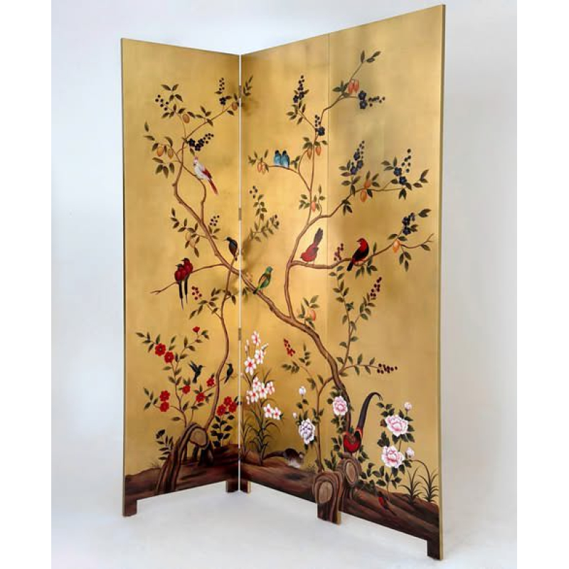 Bộ bình phong SM 3 tấm nền vàng 