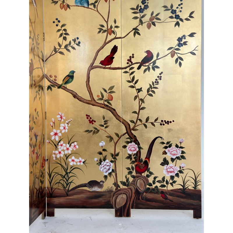 Bộ bình phong SM 3 tấm nền vàng 