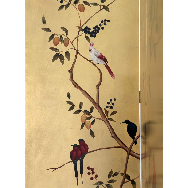 Bộ bình phong SM 3 tấm nền vàng 