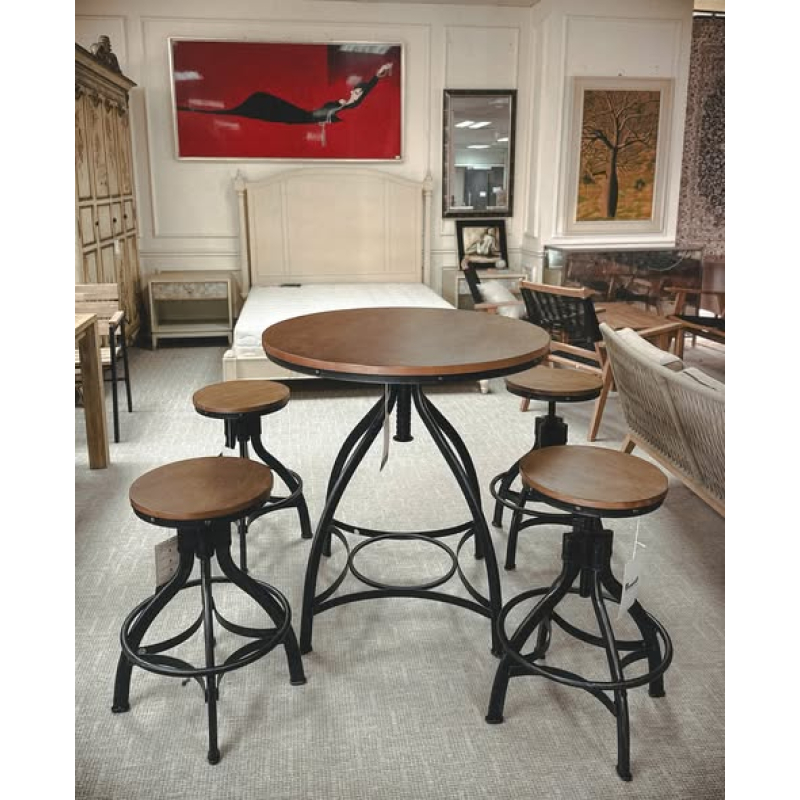  Kelanie 5-piece Adjustable Round Bar Stool Set.