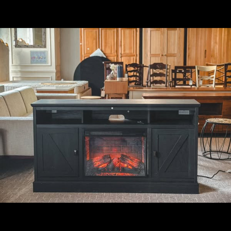 Kệ tivi + Lò sưởi điện Ameriwood Home Ashton Lane