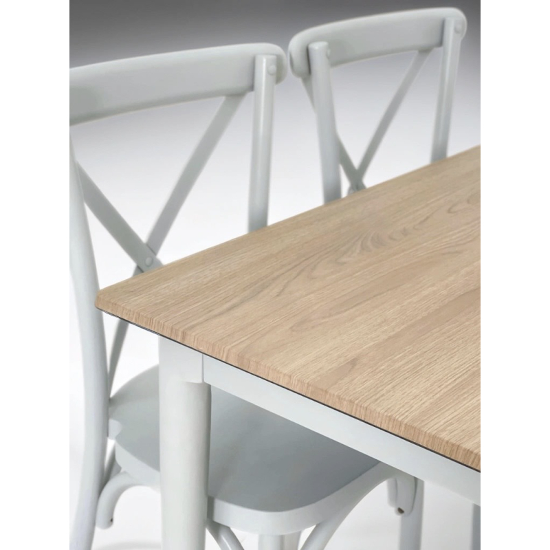 Bộ bàn ăn Cross - 4 ghế - Trắng xám 