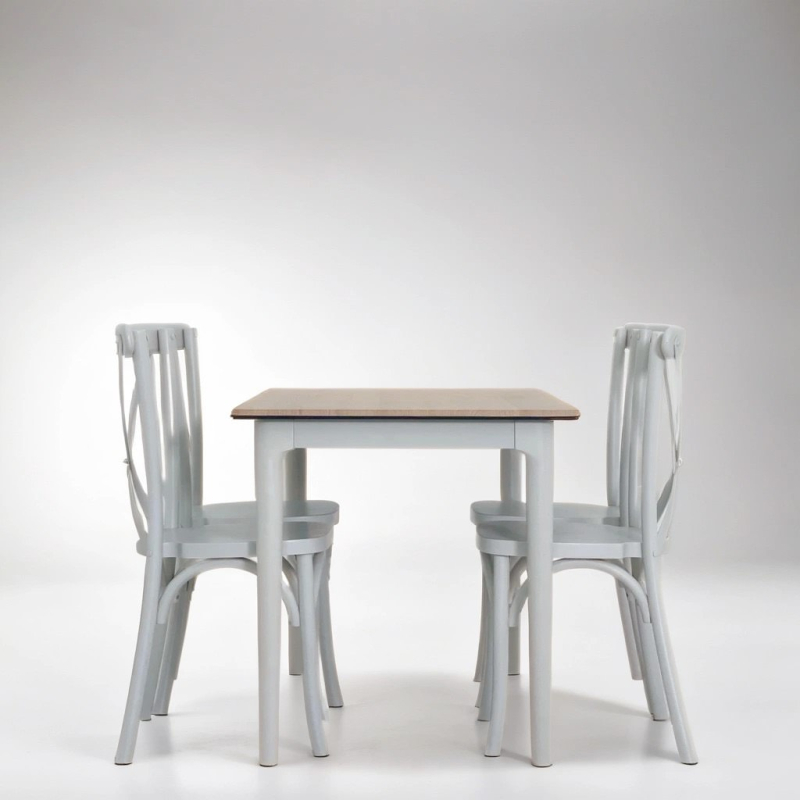 Bộ bàn ăn Cross - 4 ghế - Trắng xám 