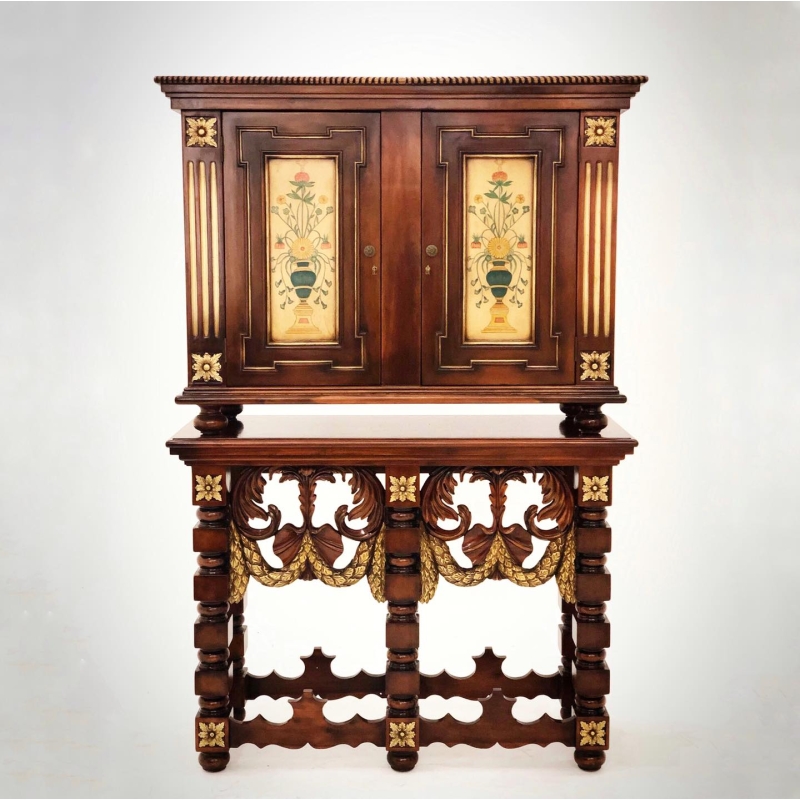 Tủ trang trí 2 phần vẽ hoa