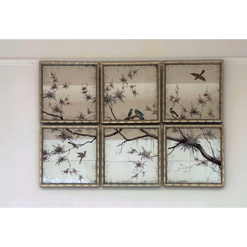 	Bộ 6 tranh kính JR nền bạc