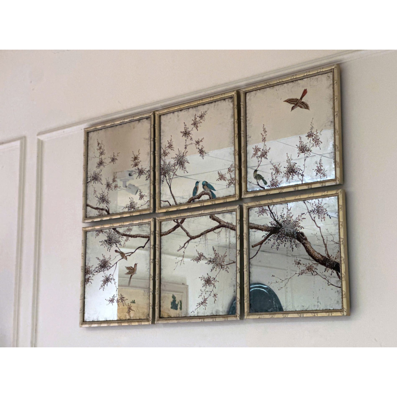 	Bộ 6 tranh kính JR nền bạc